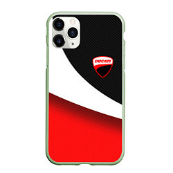 Чехол iPhone 11 Pro матовый Ducati - красно-черный, цвет: 3D-салатовый