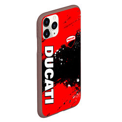 Чехол iPhone 11 Pro матовый Ducati - красная униформа с красками, цвет: 3D-коричневый — фото 2