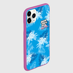 Чехол iPhone 11 Pro матовый Цветочный паттерн - GTA vice city, цвет: 3D-фиолетовый — фото 2