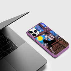 Чехол iPhone 11 Pro матовый Берсерк и небо Ван Гога, цвет: 3D-фиолетовый — фото 2