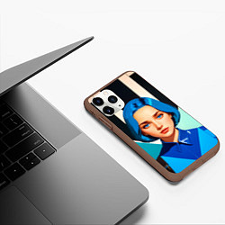 Чехол iPhone 11 Pro матовый Девушка в рубашке с синими волосами, цвет: 3D-коричневый — фото 2