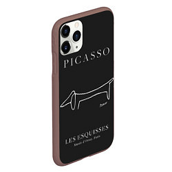 Чехол iPhone 11 Pro матовый Собака на черном - Пабло Пикассо, цвет: 3D-коричневый — фото 2