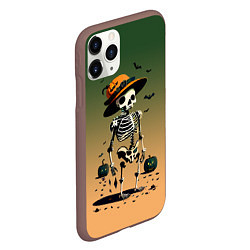 Чехол iPhone 11 Pro матовый Funny skeleton - halloween - neural network, цвет: 3D-коричневый — фото 2