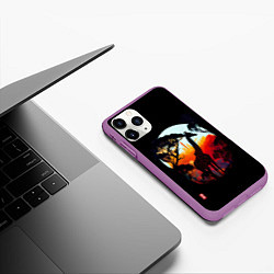 Чехол iPhone 11 Pro матовый Королевство жирафов, цвет: 3D-фиолетовый — фото 2