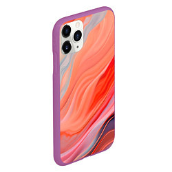 Чехол iPhone 11 Pro матовый Текучий принт от нейросети, цвет: 3D-фиолетовый — фото 2