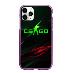 Чехол iPhone 11 Pro матовый CSGO green logo, цвет: 3D-фиолетовый