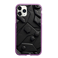 Чехол iPhone 11 Pro матовый Черные объемные вставки, цвет: 3D-фиолетовый