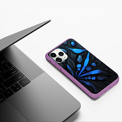 Чехол iPhone 11 Pro матовый Black blue elements, цвет: 3D-фиолетовый — фото 2