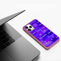 Чехол iPhone 11 Pro матовый Minecraft pattern logo, цвет: 3D-малиновый — фото 2