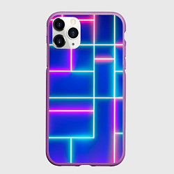 Чехол iPhone 11 Pro матовый Неон линии, цвет: 3D-фиолетовый