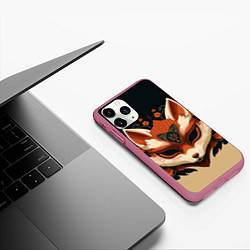 Чехол iPhone 11 Pro матовый Лисичкина маска, цвет: 3D-малиновый — фото 2