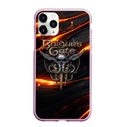 Чехол iPhone 11 Pro матовый Baldurs Gate 3 logo gold, цвет: 3D-розовый