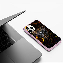Чехол iPhone 11 Pro матовый Baldurs Gate 3 logo gold and black, цвет: 3D-розовый — фото 2