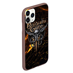 Чехол iPhone 11 Pro матовый Baldurs Gate 3 logo gold and black, цвет: 3D-коричневый — фото 2