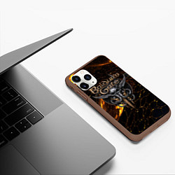 Чехол iPhone 11 Pro матовый Baldurs Gate 3 logo gold and black, цвет: 3D-коричневый — фото 2