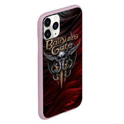 Чехол iPhone 11 Pro матовый Baldurs Gate 3 logo dark red black, цвет: 3D-розовый — фото 2