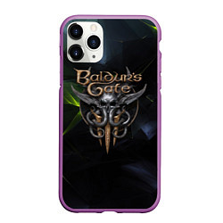 Чехол iPhone 11 Pro матовый Baldurs Gate 3 logo dark green, цвет: 3D-фиолетовый