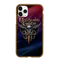 Чехол iPhone 11 Pro матовый Baldurs Gate 3 logo geometry, цвет: 3D-коричневый
