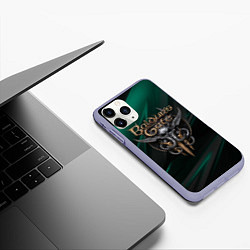 Чехол iPhone 11 Pro матовый Baldurs Gate 3 logo green geometry, цвет: 3D-светло-сиреневый — фото 2