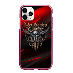 Чехол iPhone 11 Pro матовый Baldurs Gate 3 logo geometry, цвет: 3D-малиновый