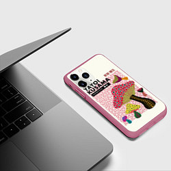 Чехол iPhone 11 Pro матовый Новые Грибы - Яёй Кусама, цвет: 3D-малиновый — фото 2
