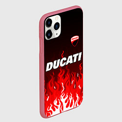 Чехол iPhone 11 Pro матовый Ducati- красное пламя, цвет: 3D-малиновый — фото 2