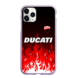 Чехол iPhone 11 Pro матовый Ducati- красное пламя, цвет: 3D-светло-сиреневый