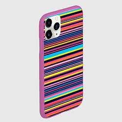 Чехол iPhone 11 Pro матовый Яркие полоски, цвет: 3D-фиолетовый — фото 2