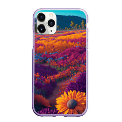 Чехол iPhone 11 Pro матовый Цветочный луг, цвет: 3D-светло-сиреневый