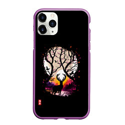 Чехол iPhone 11 Pro матовый Лесной король ночью