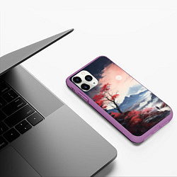 Чехол iPhone 11 Pro матовый Луна над горами, цвет: 3D-фиолетовый — фото 2