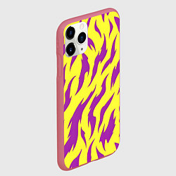 Чехол iPhone 11 Pro матовый Кислотный тигр паттерн, цвет: 3D-малиновый — фото 2