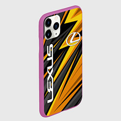 Чехол iPhone 11 Pro матовый Лексус - желтая спортивная абстракция, цвет: 3D-фиолетовый — фото 2