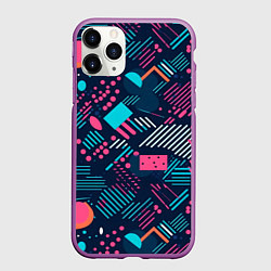 Чехол iPhone 11 Pro матовый Абстракция синяя паттерн, цвет: 3D-фиолетовый