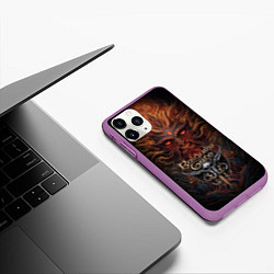 Чехол iPhone 11 Pro матовый Baldurs Gate 3 logo demon, цвет: 3D-фиолетовый — фото 2