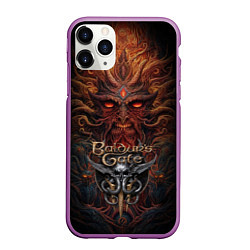 Чехол iPhone 11 Pro матовый Baldurs Gate 3 logo demon, цвет: 3D-фиолетовый