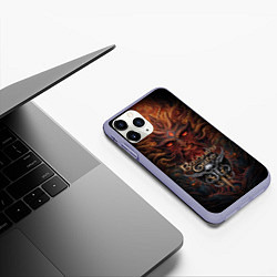 Чехол iPhone 11 Pro матовый Baldurs Gate 3 logo demon, цвет: 3D-светло-сиреневый — фото 2