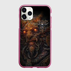Чехол iPhone 11 Pro матовый Baldurs Gate 3 logo demon, цвет: 3D-малиновый