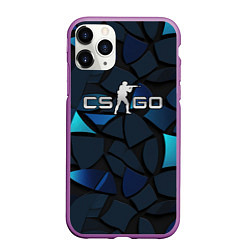 Чехол iPhone 11 Pro матовый CS GO blue black elements, цвет: 3D-фиолетовый