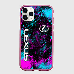 Чехол iPhone 11 Pro матовый Lexus - неоновые брызги, цвет: 3D-малиновый