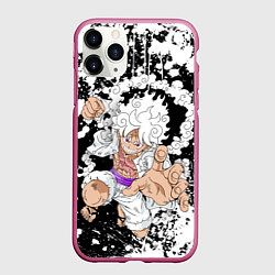 Чехол iPhone 11 Pro матовый Луффи из Ван Пис - Gear 5, цвет: 3D-малиновый