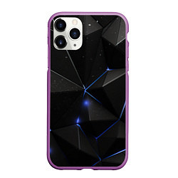 Чехол iPhone 11 Pro матовый Black geometry texture, цвет: 3D-фиолетовый