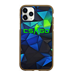 Чехол iPhone 11 Pro матовый CSGO blue abstract, цвет: 3D-коричневый