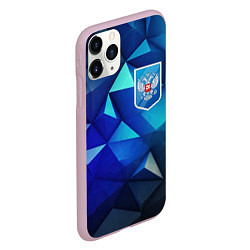 Чехол iPhone 11 Pro матовый Russia blue abstract, цвет: 3D-розовый — фото 2