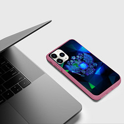Чехол iPhone 11 Pro матовый Неоновый герб РФ, цвет: 3D-малиновый — фото 2