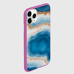 Чехол iPhone 11 Pro матовый Волна голубого агата, цвет: 3D-фиолетовый — фото 2