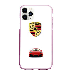Чехол iPhone 11 Pro матовый Porsche car, цвет: 3D-розовый