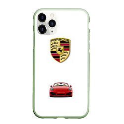 Чехол iPhone 11 Pro матовый Porsche car, цвет: 3D-салатовый