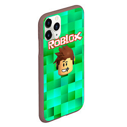 Чехол iPhone 11 Pro матовый Roblox head на пиксельном фоне, цвет: 3D-коричневый — фото 2