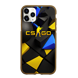 Чехол iPhone 11 Pro матовый CSGO blue yellow abstract, цвет: 3D-коричневый